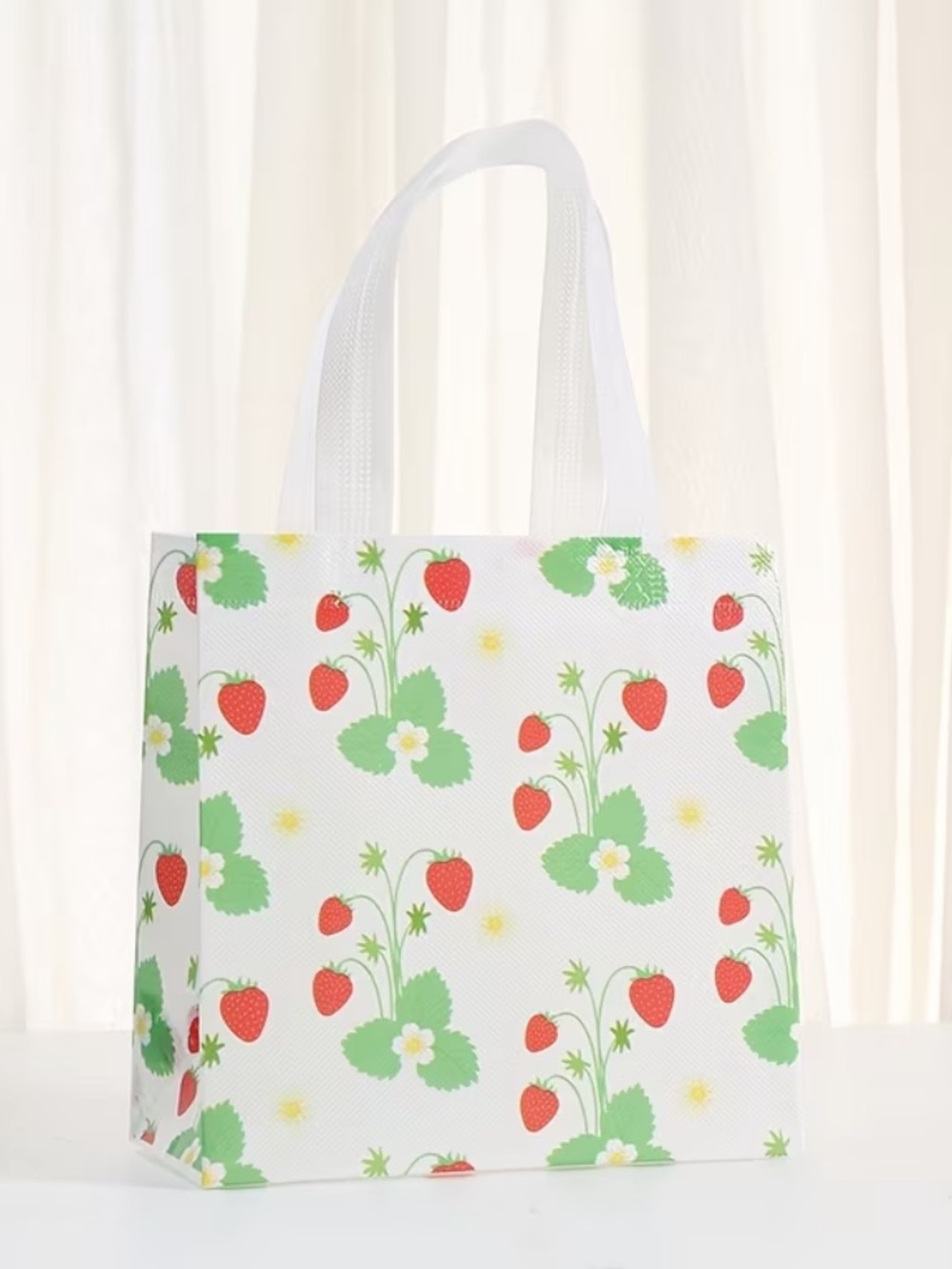 12 Strawberry Reusable Gift Bags Party Favor Tote Bags Tea Party Summer π - Picture 8 of 12